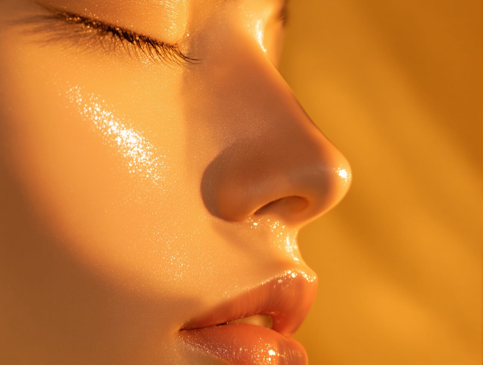 Luminous even-toned skin on cheekbone after pigmentation treatment